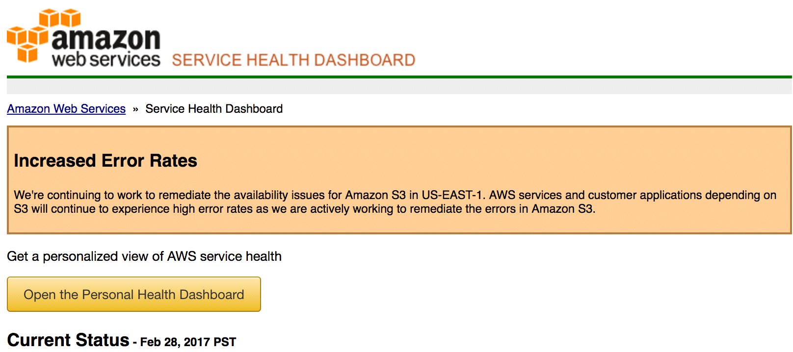 Aws service health dashboard feb 28 2017 pst moraware