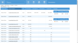 See which slabs are on hand, ordered, allocated, and avialable