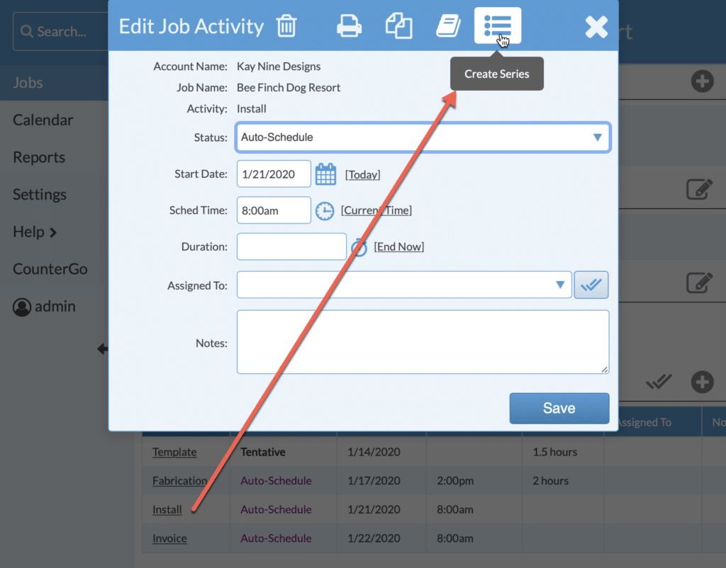 Activity Series in Systemize for scheduling multi-day activities