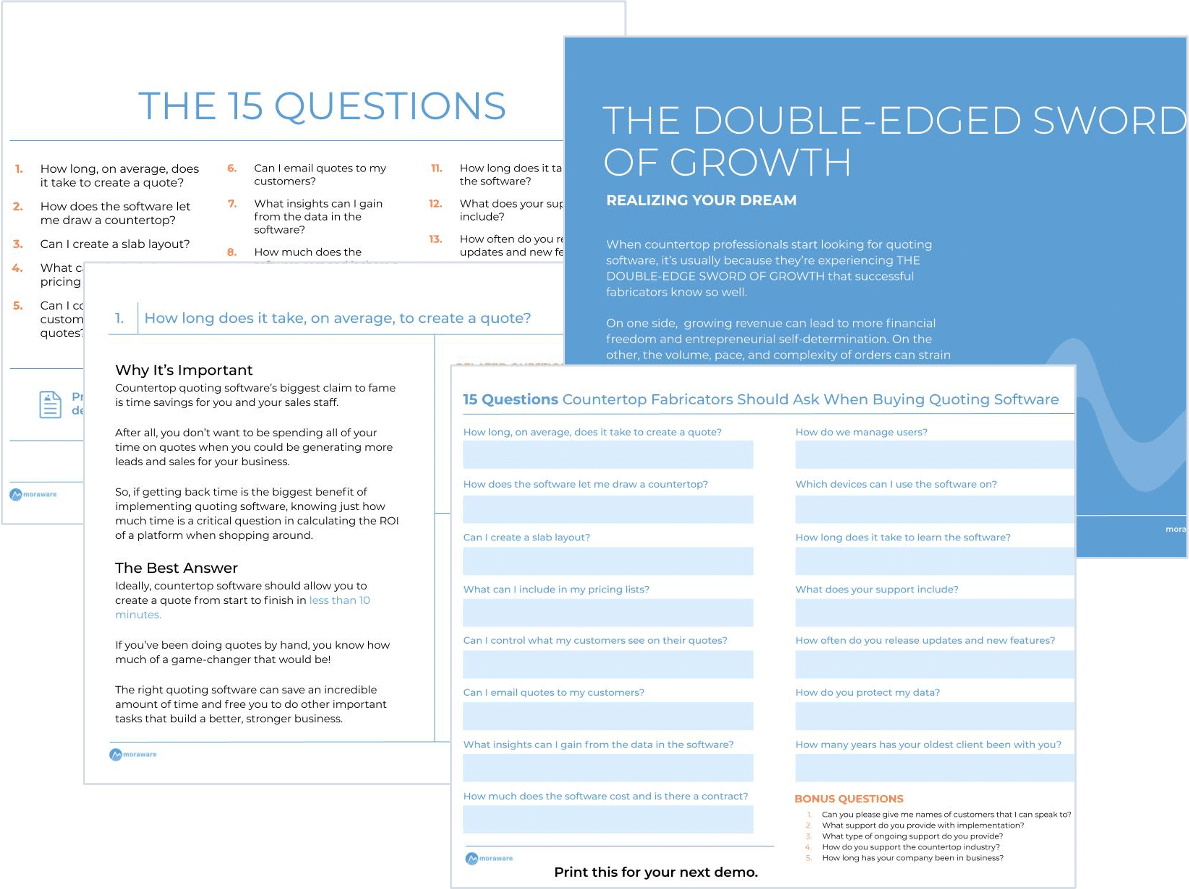 Countertop estimating & quoting software worksheet